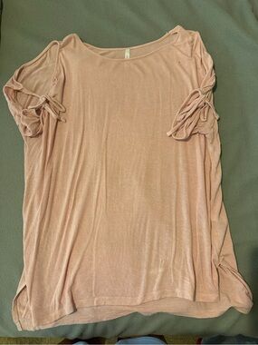 Active USA Dusty Pink Tie-Sleeve Tunic Top